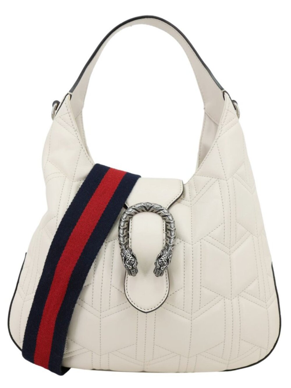 Gucci Dionysus Web Medium Matelasse Leather Hobo Bag White 444072